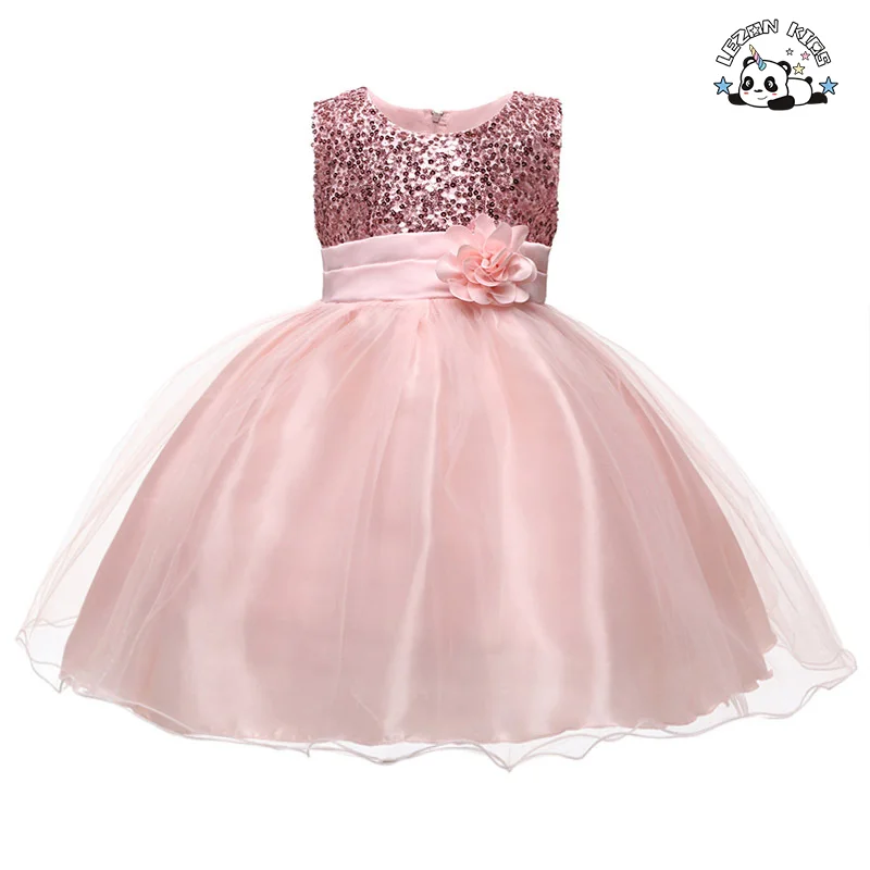 LEZONKIDS - Customizable High Quality Kids Sequins Princess Sleeveless Flower Ball Gown Tulle Dress for 2-14T Kids